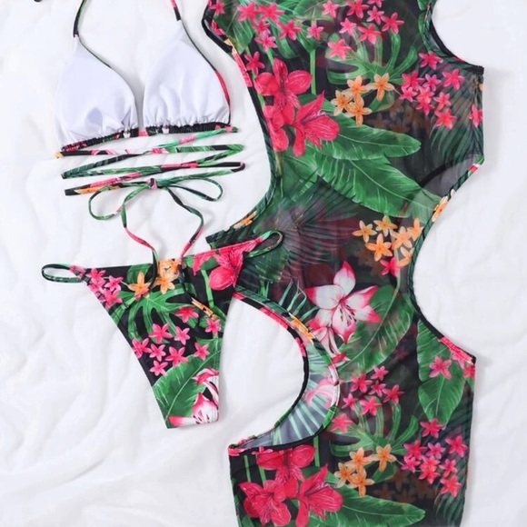 3-PC Tropical Bikini Set - Picture 2 of 5